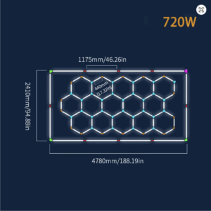 LED Kit Hexagon Επαγγελματικό Φωτιστικό Οροφής σε Σχήμα Εξάγωνου με 15 Κυψέλες 720Watt Ψυχρό Λευκό 6500K