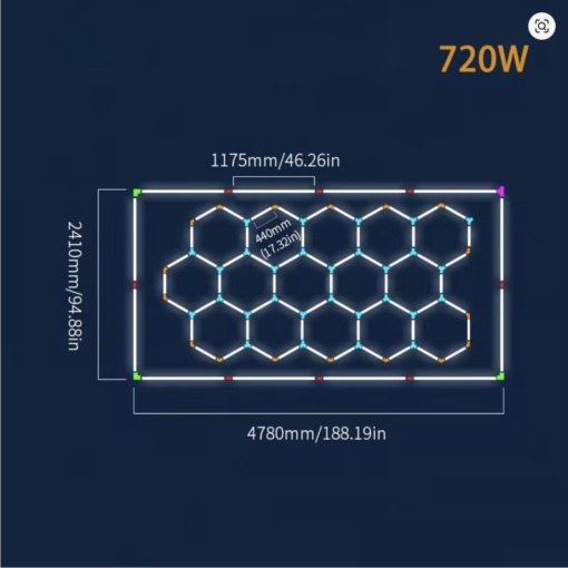 LED Kit Hexagon Επαγγελματικό Φωτιστικό Οροφής σε Σχήμα Εξάγωνου με 15 Κυψέλες 720Watt Ψυχρό Λευκό 6500K