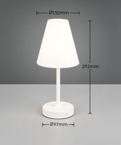 Reality – R53621101 Επαναφορτιζόμενο Πορτατίφ LED Dimmable 1.5W 140lm 3000K Λευκό Ματ με Λευκό Αμπαζούρ