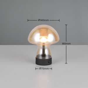 Επαναφορτιζόμενο Πορτατιφ LED Dimmable 1.5W 140lm 3000K Reality Μαύρο με Μελί Γυαλί – R54981113