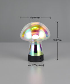 Επαναφορτιζόμενο Πορτατιφ LED Dimmable 1.5W 140lm 3000K Reality Μαύρο με Διάφανο Ιριδίζων Γυαλί – R54981153