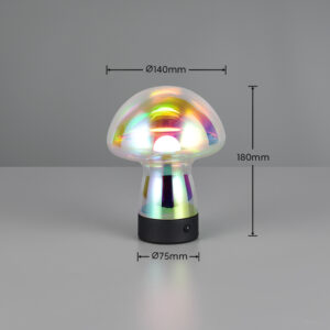 Επαναφορτιζόμενο Πορτατιφ LED Dimmable 1.5W 140lm 3000K Reality Μαύρο με Διάφανο Ιριδίζων Γυαλί – R54981153