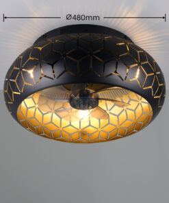 Reality Φωτιστικό 3xE27 Ανεμιστήρας Οροφής με Τηλεχειριστήριο Μαύρο-Χρυσό – R61574080