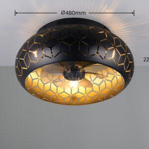 Reality Φωτιστικό 3xE27 Ανεμιστήρας Οροφής με Τηλεχειριστήριο Μαύρο-Χρυσό – R61574080