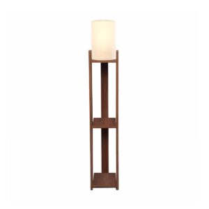 GloboStar® VENTORA 204-0125 Μοντέρνο Eπιδαπέδιο Φωτιστικό Μονόφωτο 1 x E27 IP20 Καφέ Ξύλο με Μπεζ Ύφασμα – Μ20 x Π20 x Υ142cm