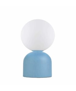 GloboStar® MAGIC 204-0133 Μοντέρνο Eπιτραπέζιο Φωτιστικό Μονόφωτο 1 x E14 IP20 Μπλε Μέταλλο με Λευκό Γυαλί – Μ13 x Π13 x Υ28cm