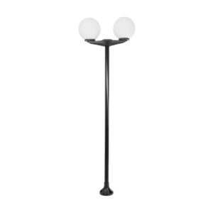 GLOBOSTAR® AGROS 61598 Φωτιστικό Κολωνάκι Κήπου με Ντουί 2 x E27 AC 220-240V Αδιάβροχο IP65 – Λευκό & Μάυρο – Μ75 x Π30 x Υ240cm