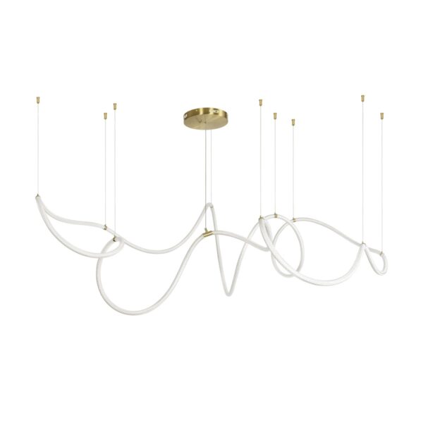 kelvo® GLOW 61669 Μοντέρνο Κρεμαστό Φωτιστικό Οροφής LED 105W 10500lm 360° AC 220-240V IP20 Ρυθμιζόμενο Λευκό CCT με Χειριστήριο από 2700K έως 6000K Dimmable – Lumileds SMD Chip – Χρυσό Πλατίνα & Λευκό Νήμα – Μ300 x Π300 x Υ120cm – 3 Χρόνια Εγγύηση