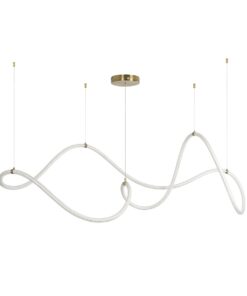 kelvo® GLOW 61668 Μοντέρνο Κρεμαστό Φωτιστικό Οροφής LED 65W 6500lm 360° AC 220-240V IP20 Ρυθμιζόμενο Λευκό CCT με Χειριστήριο από 2700K έως 6000K Dimmable – Lumileds SMD Chip – Χρυσό Πλατίνα & Λευκό Νήμα – Μ150 x Π150 x Υ80cm – 3 Χρόνια Εγγύηση