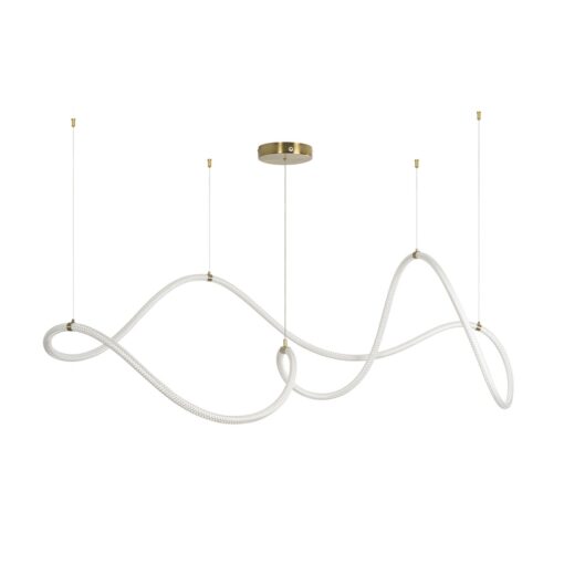kelvo® GLOW 61668 Μοντέρνο Κρεμαστό Φωτιστικό Οροφής LED 65W 6500lm 360° AC 220-240V IP20 Ρυθμιζόμενο Λευκό CCT με Χειριστήριο από 2700K έως 6000K Dimmable – Lumileds SMD Chip – Χρυσό Πλατίνα & Λευκό Νήμα – Μ150 x Π150 x Υ80cm – 3 Χρόνια Εγγύηση