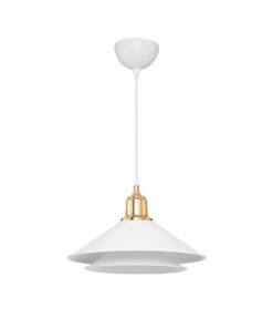 GLOBOSTAR® FERRO 203-0268 Μοντέρνο Κρεμαστό Φωτιστικό Οροφής με Ντουί 1 x E27 AC 220-240V IP20 – Λευκό & Χρυσό – Μ30 x Π30 x Υ19cm