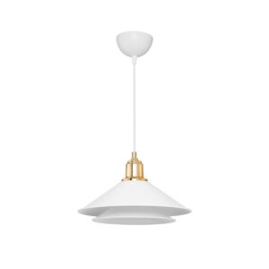 GLOBOSTAR® FERRO 203-0268 Μοντέρνο Κρεμαστό Φωτιστικό Οροφής με Ντουί 1 x E27 AC 220-240V IP20 – Λευκό & Χρυσό – Μ30 x Π30 x Υ19cm