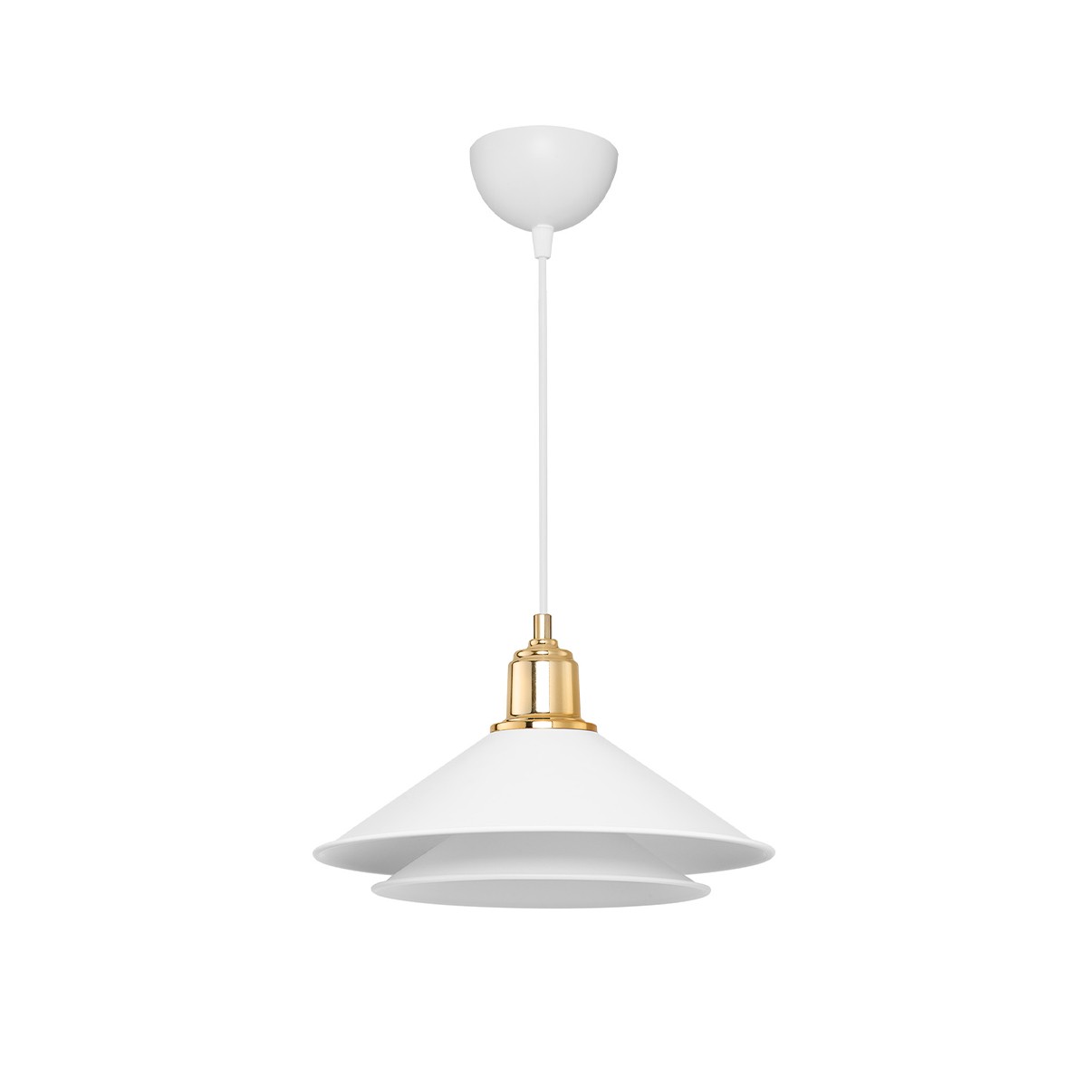 GLOBOSTAR® FERRO 203-0268 Μοντέρνο Κρεμαστό Φωτιστικό Οροφής με Ντουί 1 x E27 AC 220-240V IP20 – Λευκό & Χρυσό – Μ30 x Π30 x Υ19cm