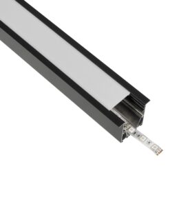GLOBOSTAR® ALP-LINEAR RECESSA 61786-3M Χωνευτό Προφίλ Αλουμινίου με Λευκό Γαλακτερό Πατητό Κάλυμμα για Ταινίες LED IP20 – Μαύρο Ματ – Μ300 x Π3.5 x Υ4cm