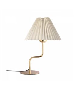 GloboStar® LIVL 204-0169 Μοντέρνο Eπιτραπέζιο Φωτιστικό Μονόφωτο 1 x E27 IP20 Χρυσό Μέταλλο με Μπεζ Ύφασμα – Μ22 x Π22 x Υ34cm