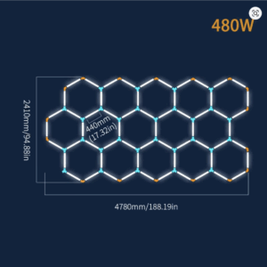 LED Kit Hexagon Επαγγελματικό Φωτιστικό Οροφής σε Σχήμα Εξάγωνου με 15 Κυψέλες 720Watt Ψυχρό Λευκό 6500K