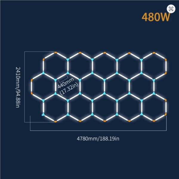 LED Kit Hexagon Επαγγελματικό Φωτιστικό Οροφής σε Σχήμα Εξάγωνου με 15 Κυψέλες 720Watt Ψυχρό Λευκό 6500K