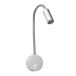 GloboStar® READING 00859 Μοντέρνο Μεταλλικό Φωτιστικό Τοίχου Απλίκα Reading Light CREE LED 3W 300lm 35° AC 85-265V Μονόφωτο Ασημί με Ρυθμιζόμενο Σώμα Σπιράλ & Διακόπτη On / Off Θερμό Λευκό 2700K Μ6.5 x Π20 x Υ20cm