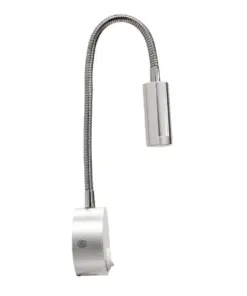 GloboStar® READING 00859 Μοντέρνο Μεταλλικό Φωτιστικό Τοίχου Απλίκα Reading Light CREE LED 3W 300lm 35° AC 85-265V Μονόφωτο Ασημί με Ρυθμιζόμενο Σώμα Σπιράλ & Διακόπτη On / Off Θερμό Λευκό 2700K Μ6.5 x Π20 x Υ20cm