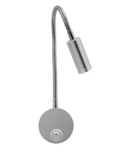 GloboStar® READING 00859 Μοντέρνο Μεταλλικό Φωτιστικό Τοίχου Απλίκα Reading Light CREE LED 3W 300lm 35° AC 85-265V Μονόφωτο Ασημί με Ρυθμιζόμενο Σώμα Σπιράλ & Διακόπτη On / Off Θερμό Λευκό 2700K Μ6.5 x Π20 x Υ20cm