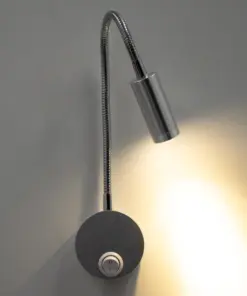 GloboStar® READING 00859 Μοντέρνο Μεταλλικό Φωτιστικό Τοίχου Απλίκα Reading Light CREE LED 3W 300lm 35° AC 85-265V Μονόφωτο Ασημί με Ρυθμιζόμενο Σώμα Σπιράλ & Διακόπτη On / Off Θερμό Λευκό 2700K Μ6.5 x Π20 x Υ20cm