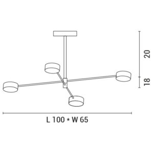 ΦΩΤΙΣΤΙΚΟ ΚΡΕΜΑΣΤΟ 4ΦΩΤΟ LED 48W 100X65X10 ΧΡΥΣΟ 3CCT ARTE ILLUMINA EUROLAMP – 144-10002