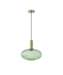 ΦΩΤΙΣΤΙΚΟ ΚΡΕΜΑΣΤΟ ΑΝΑΓΛΥΦΟ ΓΥΑΛΙ 1XΕ27 Φ300X171X1200mm ΠΡΑΣΙΝΟ ARTE ILLUMINA TOPAZ EUROLAMP – 144-24081