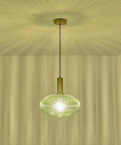 ΦΩΤΙΣΤΙΚΟ ΚΡΕΜΑΣΤΟ ΑΝΑΓΛΥΦΟ ΓΥΑΛΙ 1XΕ27 Φ300X171X1200mm ΠΡΑΣΙΝΟ ARTE ILLUMINA TOPAZ EUROLAMP – 144-24081