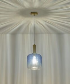 ΦΩΤΙΣΤΙΚΟ ΚΡΕΜΑΣΤΟ ΑΝΑΓΛΥΦΟ ΓΥΑΛΙ 1XΕ27 200X210mmX160cm ΜΠΛΕ ARTE ILLUMINA TOPAZ EUROLAMP – 144-24086