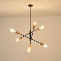 ΦΩΤΙΣΤΙΚΟ ΚΡΕΜΑΣΤΟ ΞΥΛΟ-ΜΕΤΑΛΛΟ 6ΦΩΤΟ 6XΕ27 850X850X1540mm ΜΑΥΡΟ ARTE ILLUMINA EDISON EUROLAMP – 144-30122