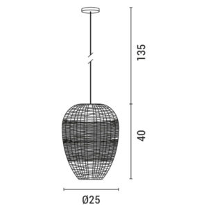 ΦΩΤΙΣΤΙΚΟ ΚΡΕΜΑΣΤΟ ΜΟΝΟΦΩΤΟ Ε27 Φ25,5X29 RATTAN (ΨΑΘΙΝΟ) ARTE ILLUMINA KAI EUROLAMP – 144-33004