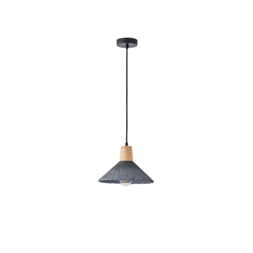 ΦΩΤΙΣΤΙΚΟ ΚΡΕΜΑΣΤΟ RUBBER WOOD&ΤΣΙΜΕΝΤΟ 1xΕ27 250X250X180mm ΜΑΥΡΟ ARTE ILLUMINA GESSO EUROLAMP – 144-50013
