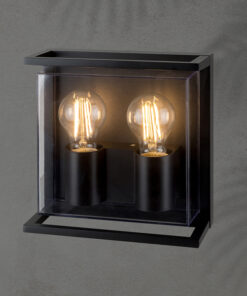 ΑΠΛΙΚΑ ΤΟΙΧΟΥ ΜΕΤΑΛΛΙΚΗ Ε27 2Χ20W 220X220X95mm IP65 ΜΑΥΡΗ ARTE ILLUMINA EUROLAMP – 145-20635