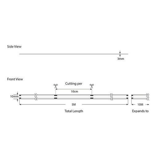 ΤΑΙΝΙΑ LED COB 5M 12W 24V RGBW 4000K 640L/M IP44 PRO EUROLAMP – 145-72031
