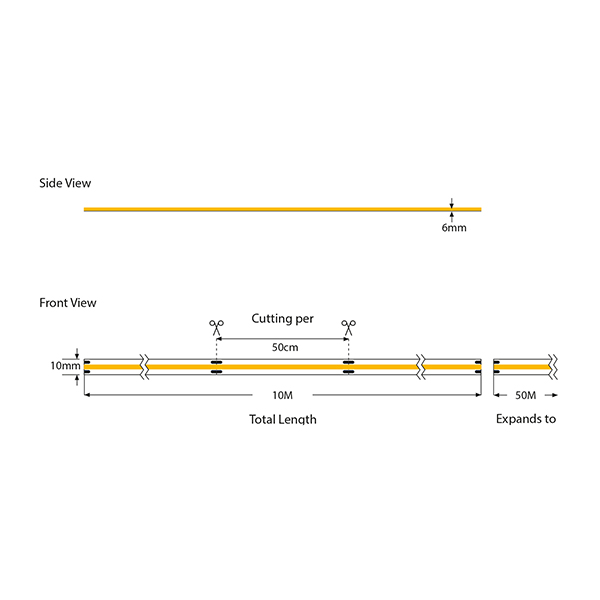ΤΑΙΝΙΑ LED COB 10M 8W 220V 3000K 360L/M IP65 PRO EUROLAMP – 145-72702