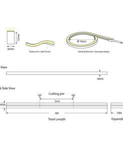 NEON LIGHT LED 5M 8W 24V 6500K IP44 PRO EUROLAMP – 145-73000