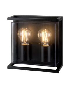 ΑΠΛΙΚΑ ΤΟΙΧΟΥ ΜΕΤΑΛΛΙΚΗ Ε27 2Χ20W 220X220X95mm IP65 ΜΑΥΡΗ ARTE ILLUMINA EUROLAMP – 145-20635