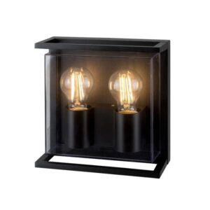 ΑΠΛΙΚΑ ΤΟΙΧΟΥ ΜΕΤΑΛΛΙΚΗ Ε27 2Χ20W 220X220X95mm IP65 ΜΑΥΡΗ ARTE ILLUMINA EUROLAMP – 145-20635