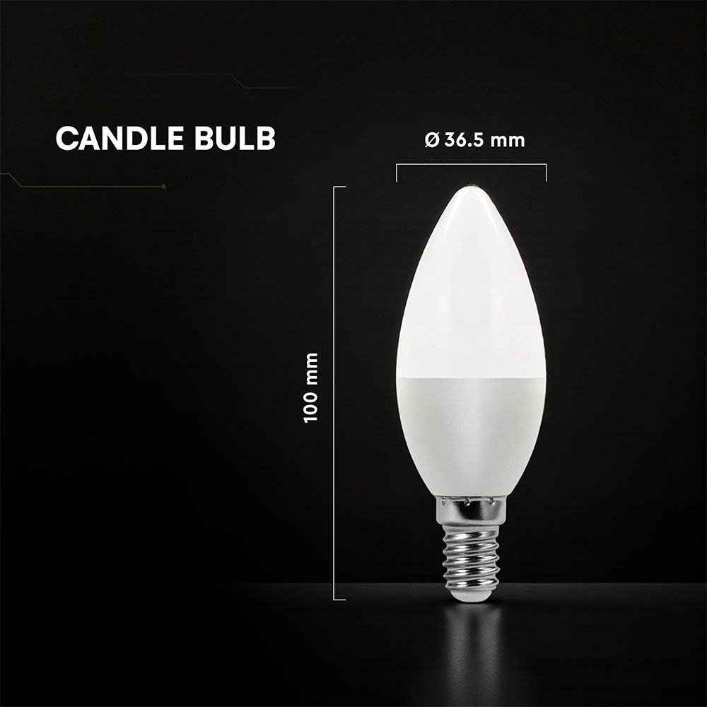 LED Λάμπα E14 Κερί V-TAC Cree Chip 6.5W 600lm Ψυχρό Λευκό 6400K 6yrs Wty – 2111316