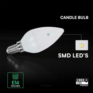 3.7W LED Candle Bulb E14 CREE CHIP 3000K V-TAC – 2142166