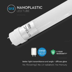 LED Λάμπα T8 G13 120cm 18W V-TAC Cree Chip 1850lm 160° Ψυχρό 6500K 6yrs Wty – 216556