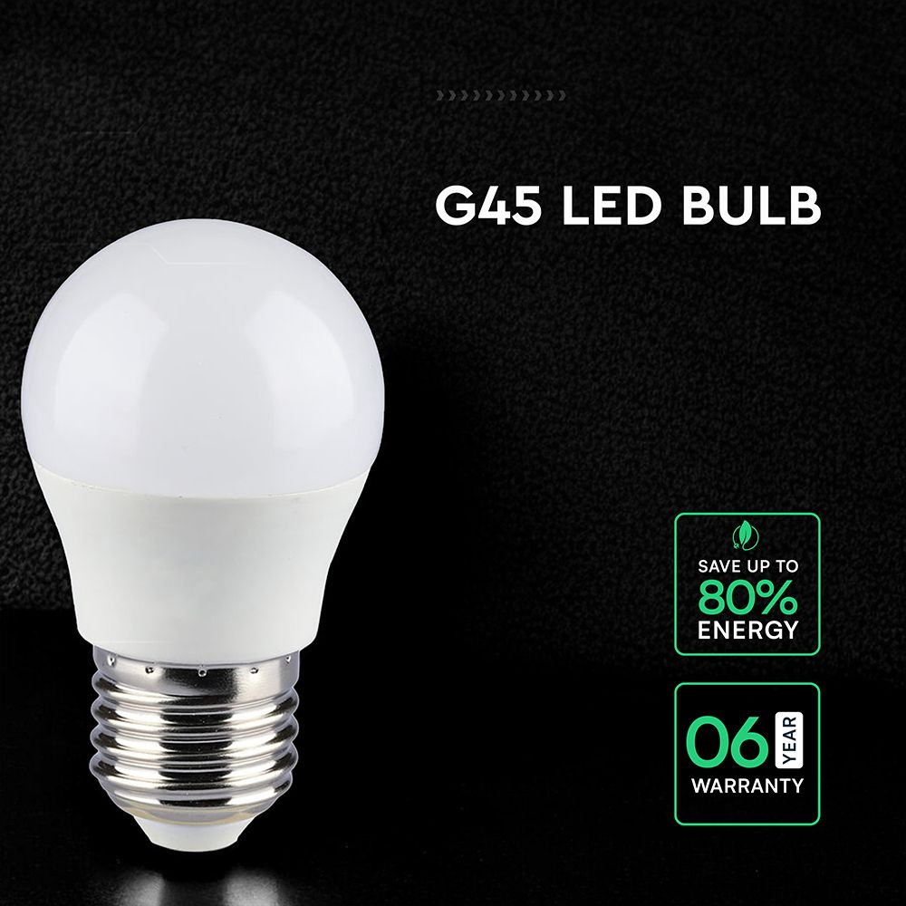 LED Λάμπα E27 Γλομπάκι P45 V-TAC Cree Chip 6.5W 600lm Φυσικό Λευκό 4000K 6yrs Wty – 21867-6