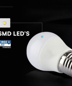 LED Λάμπα E27 Γλομπάκι P45 V-TAC Cree Chip 6.5W 600lm Φυσικό Λευκό 4000K 6yrs Wty – 21867-6