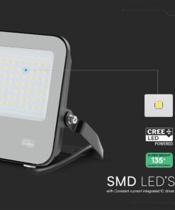 LED Προβολέας 50W Αδιάβροχος IP65 V-TAC Cree Chip Μαύρος 115° 5740lm Θερμό Λευκό 3000K 6yrs Wty – 231996