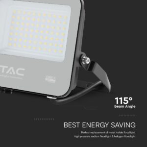LED Προβολέας 50W Αδιάβροχος IP65 V-TAC Cree Chip Μαύρος 115° 5740lm Θερμό Λευκό 3000K 6yrs Wty – 231996