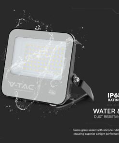 LED Προβολέας 50W Αδιάβροχος IP65 V-TAC Cree Chip Μαύρος 115° 5740lm Θερμό Λευκό 3000K 6yrs Wty – 231996