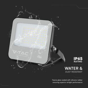 LED Προβολέας 50W Αδιάβροχος IP65 V-TAC Cree Chip Μαύρος 115° 5740lm Θερμό Λευκό 3000K 6yrs Wty – 231996