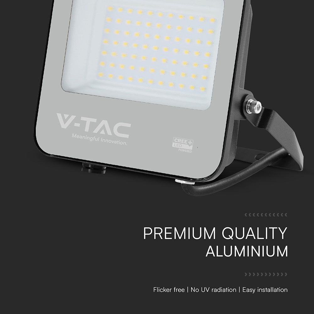 LED Προβολέας 50W Αδιάβροχος IP65 V-TAC Cree Chip Μαύρος 115° 5740lm Θερμό Λευκό 3000K 6yrs Wty – 231996