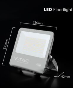 LED Προβολέας 100W Αδιάβροχος IP65 V-TAC Cree Chip Μαύρος 115° 11480lm Φυσικό Λευκό 4000K 6yrs Wty – 232186