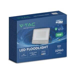 LED Προβολέας 100W Αδιάβροχος IP65 V-TAC Cree Chip Μαύρος 115° 27.000lm Ψυχρό Λευκό 6500K 6yrs Wty – 232206